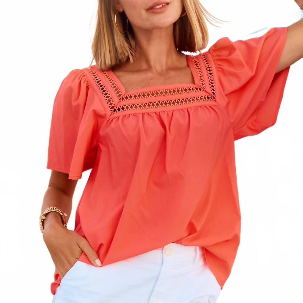 NEW MARY SQUARE heidi square neck top in coral